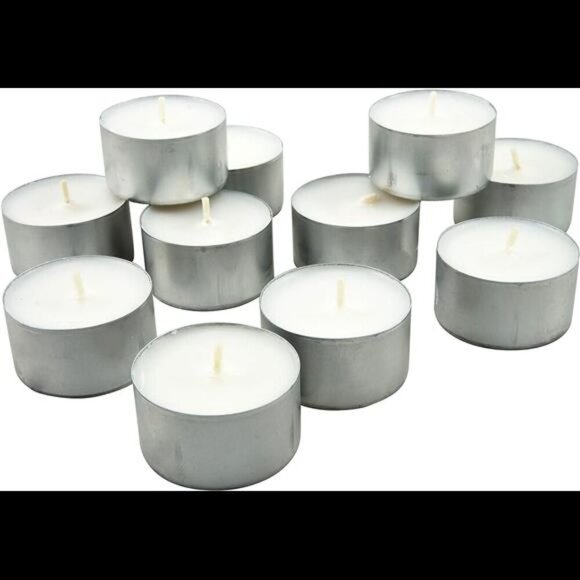 Bulk 50 Pack Unscented Smokeless Long Tea Light Candles with 8 Hour Extended - Picture 3 of 7